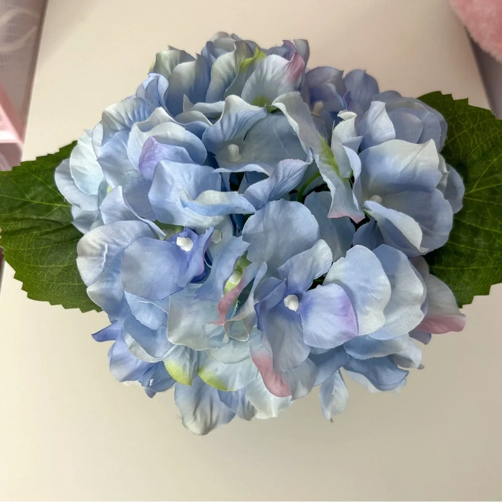Blue Hydrangea Faux Floral Arrangement.